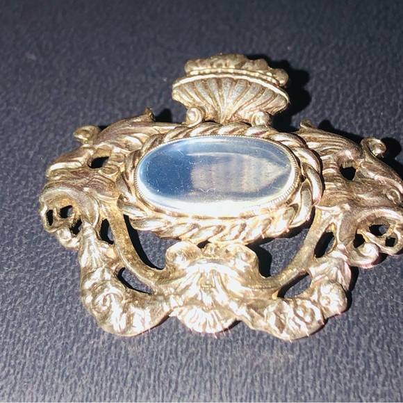 Sterling Silver Antique Moonstone Brooch Sun Moon Griffin...